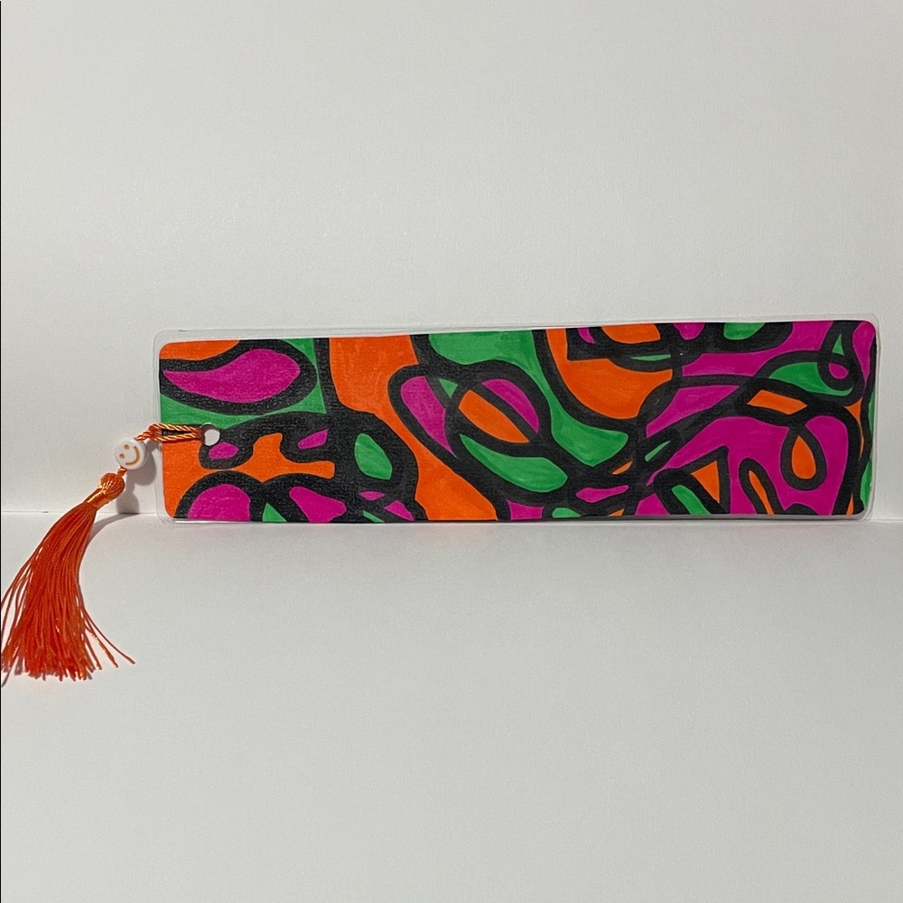 Colorful Abstract Pattern bookmark - Orange, Pink & Green